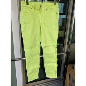 Vintage BEBE Y2K Neon Yellow Color Stretch Demin Jeans Size 26 Made in USA